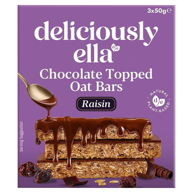 Deliciously Ella 3 x 50g Raisin Chocolate Topped Multipack Oat Bars - gallery image 1
