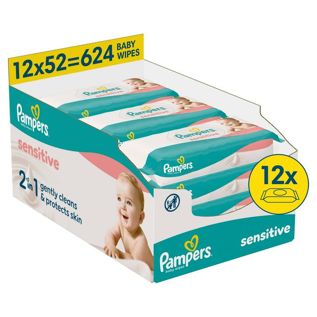 Pampers Sensitive 624 x Plastic Free Baby Wet Wipes - gallery image 1