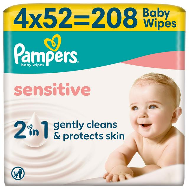 Pampers Sensitive 208 x Plastic Free Baby Wet Wipes - gallery image 1