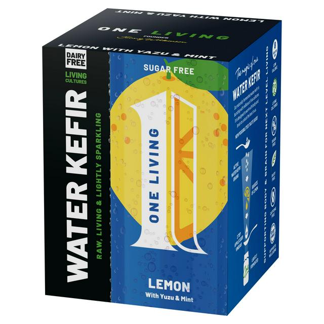 One Living 4 x 250ml Lemon with Yuzu & Mint Water Kefir - gallery image 1