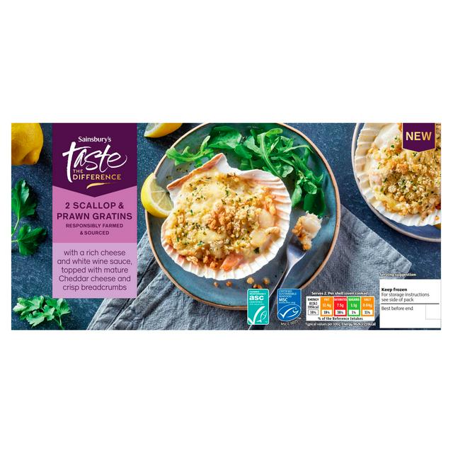 Sainsbury's 2 x Scallop & Prawn Gratins, Taste the Difference 200g - gallery image 1