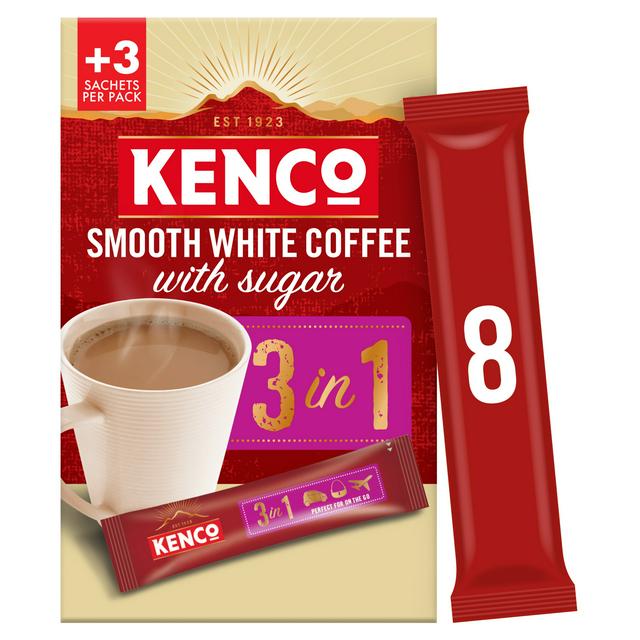 Kenco 8 x 3 in 1 Smooth White Instant Coffee with Sugar Sachets - gallery image 1