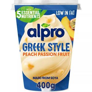 Alpro 400g Low Fat Dairy Free Greek Style Peach Passionfruit Yogurt Alternative