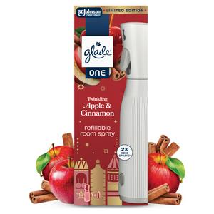 Glade ONE Festive Refillable Room Spray Starter Kit, Twinkling Apple & Cinnamon, 1x13ml
