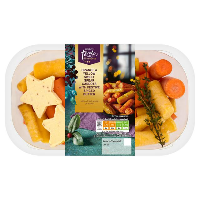 Sainsbury's 600g Orange & Yellow Sweet Spear Carrots with Festive Spiced Butter, Taste the Difference - gallery image 1