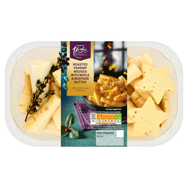 Sainsbury's 600g Roasted Parsnip Wedges with Maple & Mustard Butter, Taste the Difference - gallery image 1