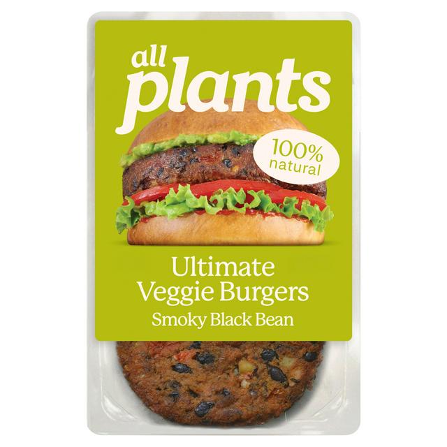 all plants 160g Smoky Black Bean Ultimate Veggie Burgers - gallery image 1