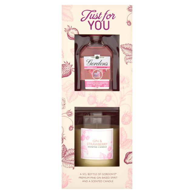 Just for You 5cl Bottle of Gordon's Premium Pink Gin Based Spirit & Scented Candle Gift Set - gallery image 1