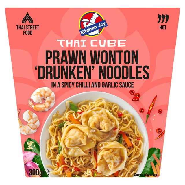 Kitchen Joy Thai Cube 300g Prawn Wonton 'Drunken' Noodles in a Spicy Sauce - gallery image 1