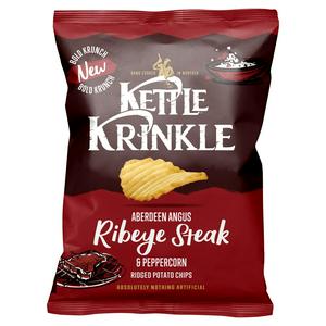 Kettle Krinkle 130g Aberdeen Angus Ribeye Steak & Peppercorn Ridged Potato Chips