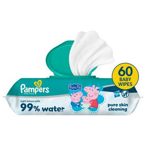 Pampers 99% Water Baby Wipes, 60 Baby Wet Wipes