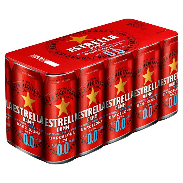 Estrella Damm 10 x 440ml Barcelona Alcohol Free Beer Cans - gallery image 1