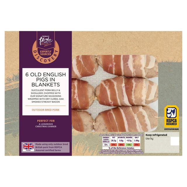 Sainsbury's Discovery 6 x Old English Pigs in Blankets, Taste the Difference 294g - gallery image 1