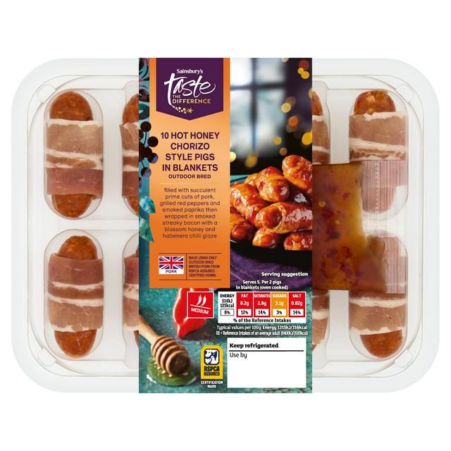 Sainsbury's 10 x Hot Honey Chorizo Style Pigs in Blankets, Taste the Difference 250g - gallery image 1