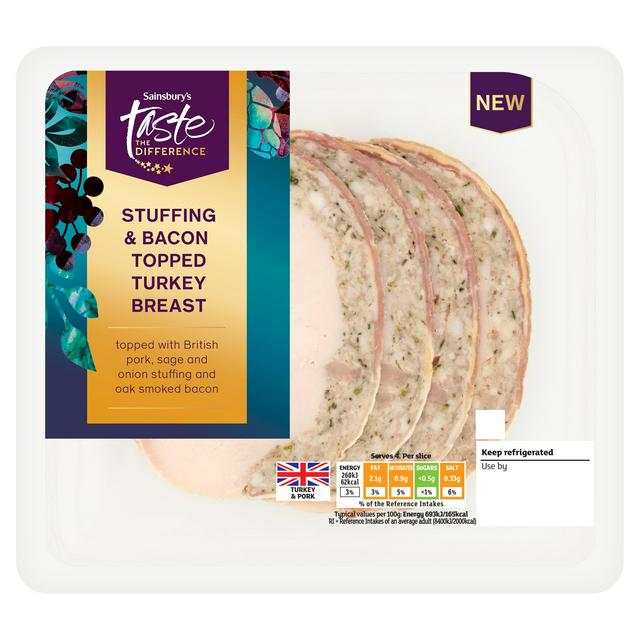 Sainsbury's 150g Stuffing & Bacon Topped Turkey Breast, Taste the Difference - gallery image 1