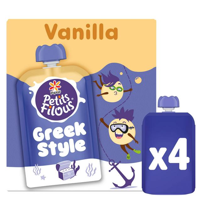 Petits Filous 4 x Vanilla Flavour Greek Style Kids Yoghurt Pouch 85g - gallery image 1
