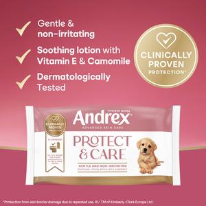 Andrex Protect & Care 36 x Flushable Moist Toilet Tissue Hygiene Wipes - gallery image 3