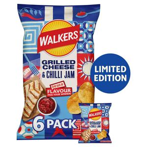 Walkers 6 x 25g Grilled Cheese & Chilli Jam Multipack Crisps, Limited Edition