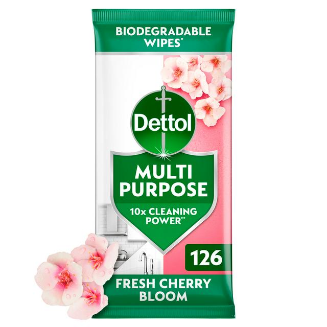 Dettol 126 x Fresh Cherry Bloom Multipurpose Cleaning Wipes - gallery image 1