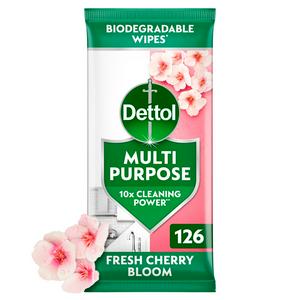 Dettol 126 x Fresh Cherry Bloom Multipurpose Cleaning Wipes