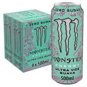 Monster Energy Ultra 4 x 500ml Vice Guava Zero Sugar Drink Cans