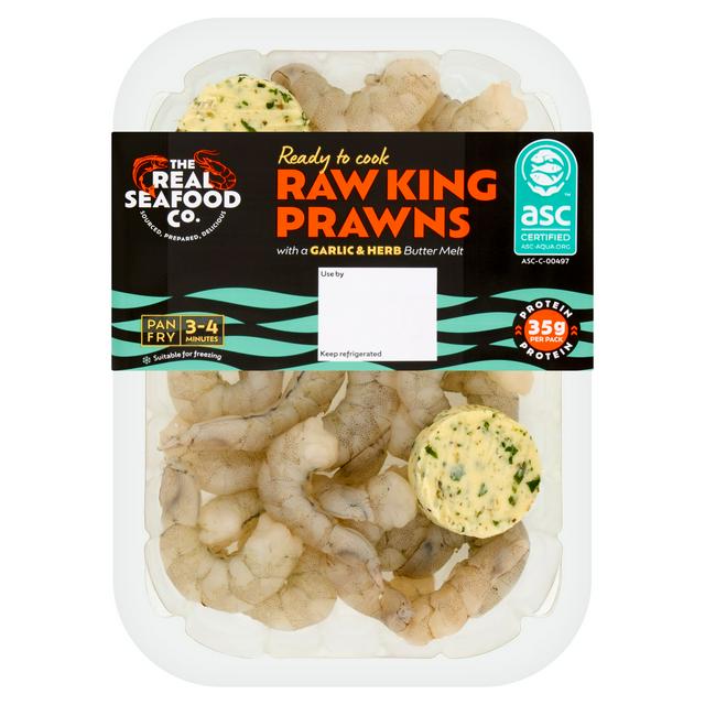 The Real Seafood Co. 165g Raw King Prawns with a Garlic & Herb Butter Melt - gallery image 1