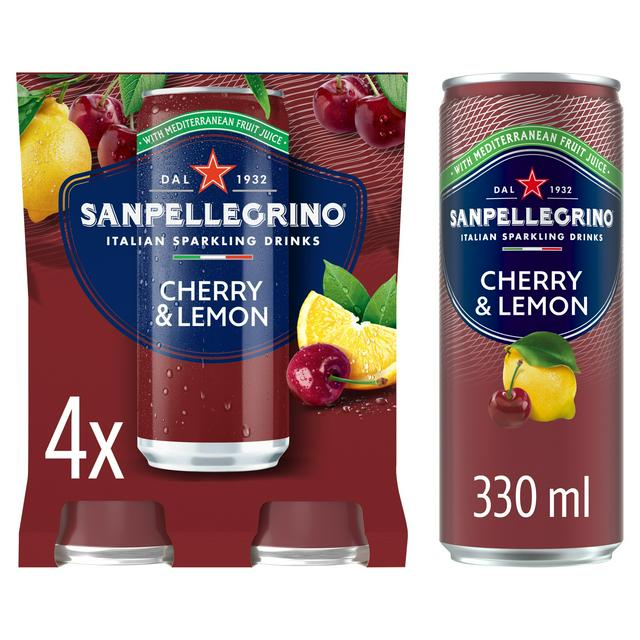 San Pellegrino 4 x 330ml Cherry & Lemon Flavoured Drink Can - gallery image 1