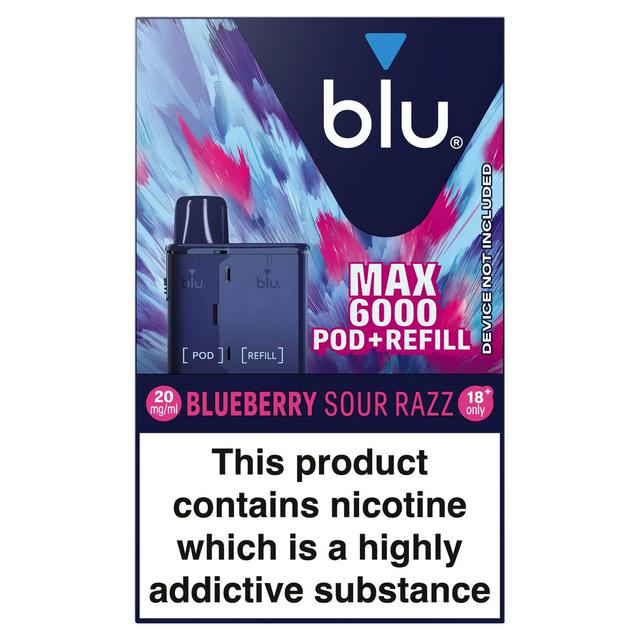 Blu MAX 6000 20mg/ml Blueberry Sour Razz Pod + Refill Pack - gallery image 1