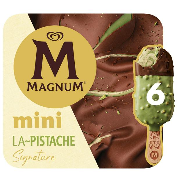 Magnum 6 x 55ml Mini Signature Pistachio Ice Cream Sticks - gallery image 1