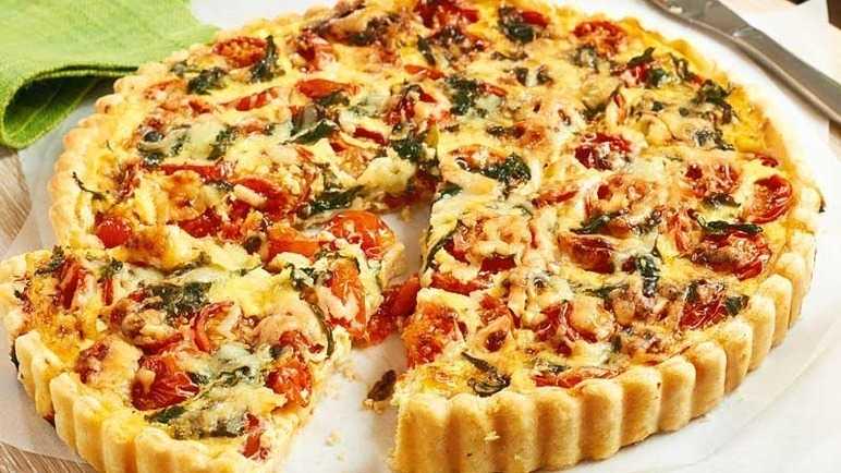 Cherry tomato and basil quiche