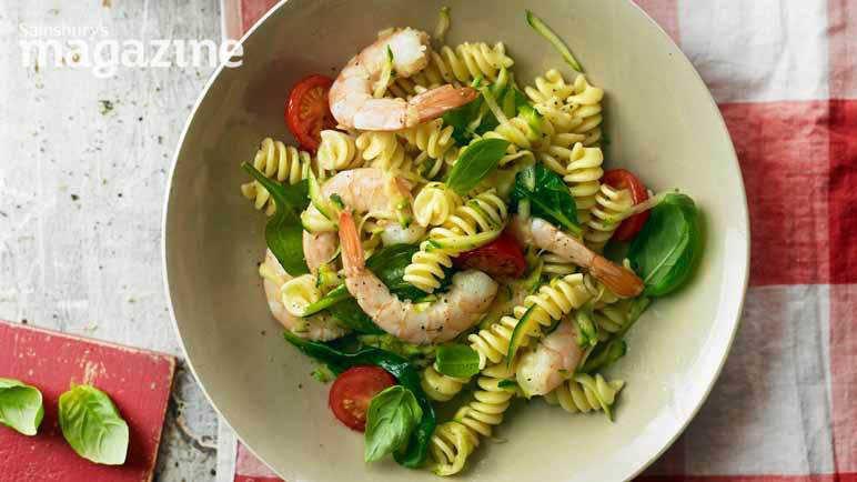 Garlicky Prawn and Courgette Pasta Recipe | Sainsbury's Recipes