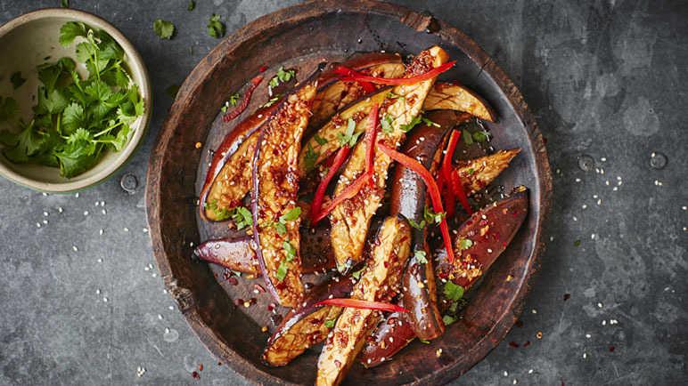 Microwave Asian-style aubergines