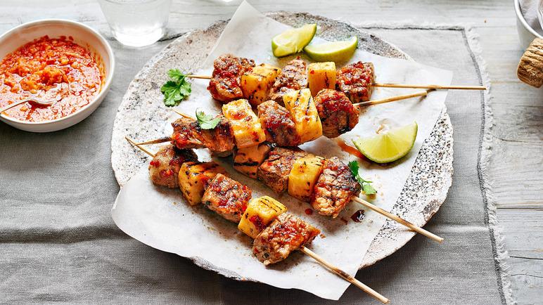 Pork kebabs with outlet pineapple