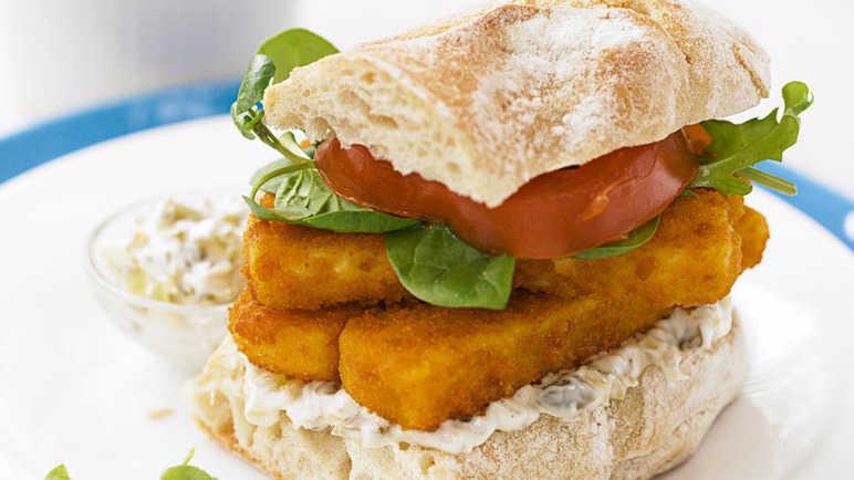 Posh Fish Finger Sandwich on Ciabatta Recipe