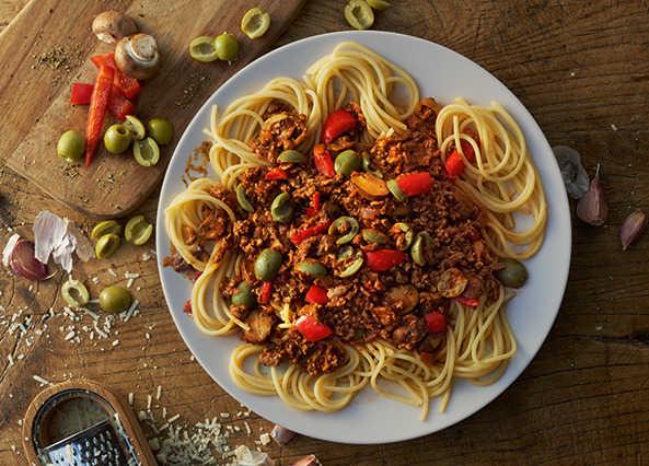 Spaghetti Bolognese with Green Olives Recipe | Sainsbury's