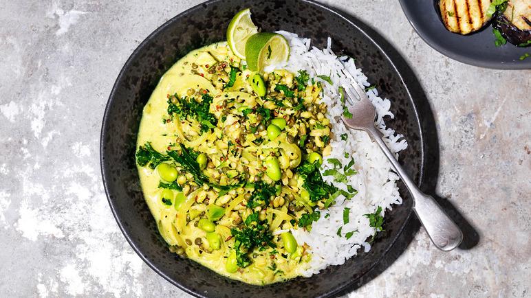 Wheatberry and lentil curry